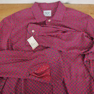 Men's Vintage New Old Stock French Made Modal Blend Geometric Pattern Shirt L